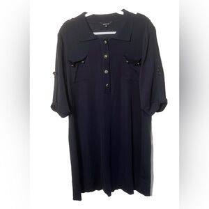 Misook Dark Navy Knee Length Dress with 3/4 Sleeves and Button Detailing Size 1X